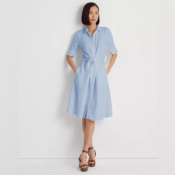 New - Lauren Ralph Lauren Linen Tie Front Shirt Dress -  www.everbestladdersbd.com